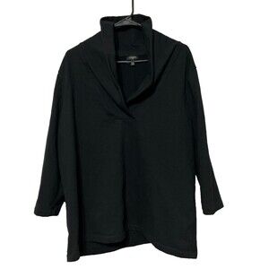 Talbots Women's 2X Black Knit Pullover Blouse Top Surplice V Neck Cotton Stretch